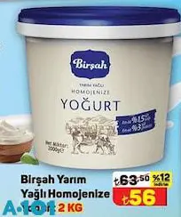 Birşah Yarım Yağlı Homojenize Yoğurt 2 kg