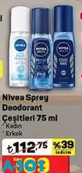 Nivea Sprey Kadın/Erkek Deodorant Çeşitleri 75 ml