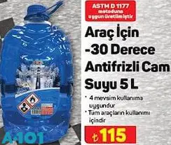 Araç İçin -30 Derece Antifrizli Cam Suyu 5 l