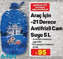 Araç İçin -21 Derece Antifrizli Cam Suyu 5 l