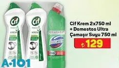 Cif Krem 2x750 ml+Domestos Ultra Çamaşır Suyu 750 ml