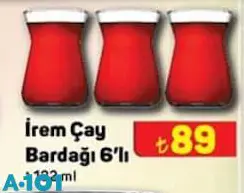 Paşabahçe İrem Çay Bardağı 6'lı