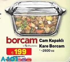 Paşabahçe Borcam Cam Kapaklı Kare Borcam 2600 cc