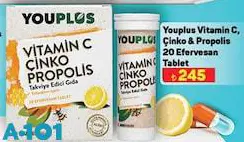 Youplus Vitamin C/Çinko & Propolis 20 Efervesan Tablet