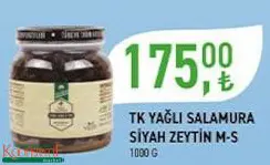 Tarım Kredi Birlik Yağlı Salamura Siyah Zeytin M-S 1000 g