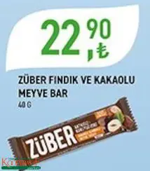 Züber Fındık ve Kakaolu Meyve Bar 40 g