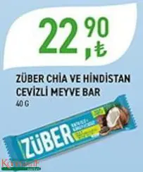 Züber Chia ve Hindistan Cevizli Meyve Bar 40 g