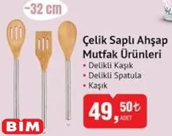 Çelik Saplı Ahşap Mutfak Ürünleri 32 Cm