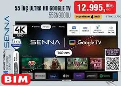 Senna 55SN9000U 55 İnç 140 Cm Ultra HD Google Tv Akıllı Televizyon