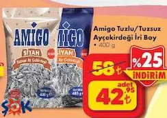 Amigo Tuzlu/Tuzsuz Ayçekirdeği İri Boy 400 g