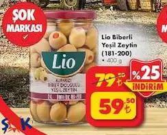 Lio Biberli Yeşil Zeytin 181-200 400 g