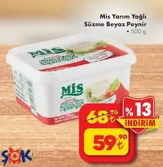 Mis Yarım Yağlı Süzme Beyaz Peynir 500 g