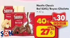 Nestle Classic Bol Sütlü/Beyaz Çikolata 60 g