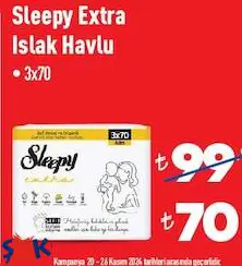 Sleepy Extra Islak Havlu 3x70