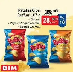 Ruffles Patates Cipsi Orijinal/Peynir&Soğan/Ketçap Aromalı 107 g