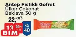 Ülker Çokonat Baklava Antep Fıstıklı Gofret 30 g