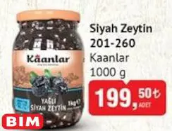 Kaanlar Siyah Zeytin 201-260 1000 g