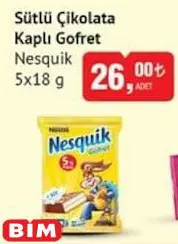 Nesquik Sütlü Çikolata Kaplı Gofret 5x18 g