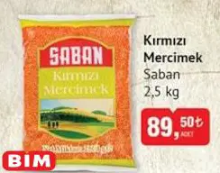 Saban Kırmızı Mercimek 2.5 kg