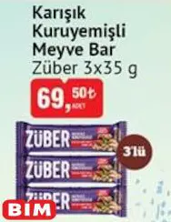 Züber Karışık Kuruyemişli Meyve Bar 3x35 g