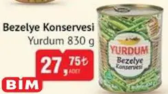 Yurdum Bezelye Konservesi 830 G