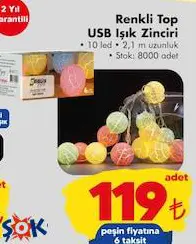 Orbus Renkli Top USB Işık Zinciri