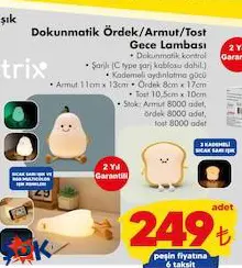 Petrix Dokunmatik Ördek/Armut/Tost Gece Lambası