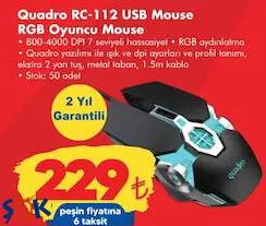 Quadro RC-112 USB Mouse RGB Oyuncu Mouse