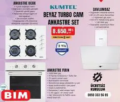 Kumtel Beyaz Turbo Cam Ankastre Set