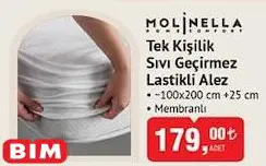 Molinella Tek Kişilik Sıvı Geçirmez Lastikli Alez