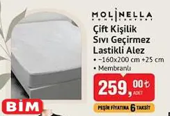 Molinella Çift Kişilik Sıvı Geçirmez Lastikli Alez