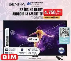 Senna 32SN6000H 32 İnç HD Ready Android 13 Smart Tv Akıllı Televizyon