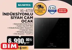 Kumtel I6-4TB İndüksiyonlu Siyah Cam Ocak