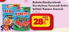 Bebeto Dondurularak Kurutulmuş Yumuşak Şeker Şeftali/Karpuz Aromalı 35 g