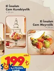 El İmalatı Cam Meyvelik 24 cm