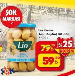 Lio Kırma Yeşil Zeytin 141-160 400 g