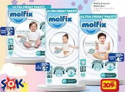 Molfix Premium Bebek Bezi Maxi 86'lı/Junior 66'lı/XL 54'lü