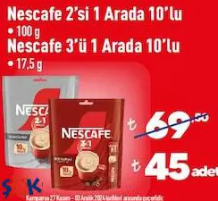 Nescafe 2'si 1 Arada 10'lu 100 g / 3'ü 1 Arada 10'lu 17,5