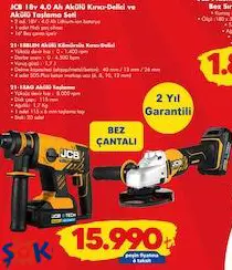 JCB 18v 4.0 Ah Akülü Kırıcı-Delici ve Akülü Taşlama Seti