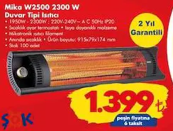 Raks Mika W2500 2300 W Duvar Tipi Isıtıcı