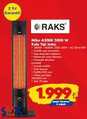 Raks Mika A2000 2000 W Kule Tipi Isıtıcı