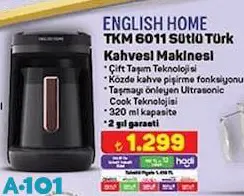 English Home TKM 6011 Sütlü Türk Kahvesi Makinesi