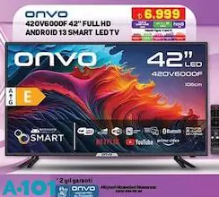 Onvo 42OV6000F 42 İnç Full HD Android 13 Smart Led Tv Akıllı Televizyon