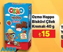 Ozmo Hoppo Bisküvi Çilek Kremalı 40 G