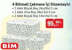 4 Bölmeli Çekmece İçi Düzenleyici