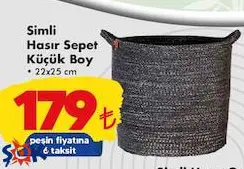 Simli Hasır Sepet Küçük Boy