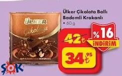 Ülker Çikolata Ballı Bademli Krokanlı 60 G