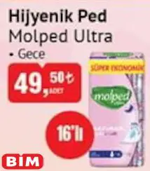 Molped Ultra Hijyenik Ped Gece 16'lı