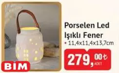 Porselen Led Işıklı Fener 11,4x11,4x13,7 cm