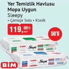 Sleepy Mopa Uygun Yer Temizlik Havlusu 50'li